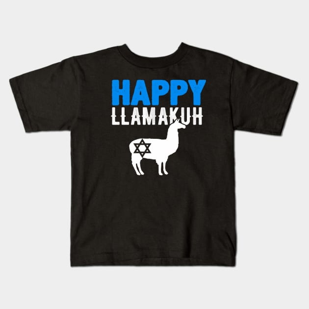 Happy Llamakkah! Funny Jewish Pun,  Llama Hannukah Design Kids T-Shirt by BlueTshirtCo